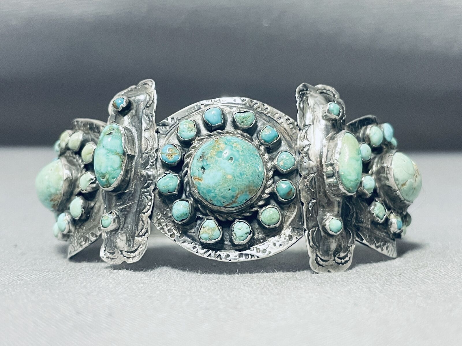 IMPORTANT 1800'S/ 1900'S VINTAGE NAVAJO COJ SILVER TURQUOISE BRACELET