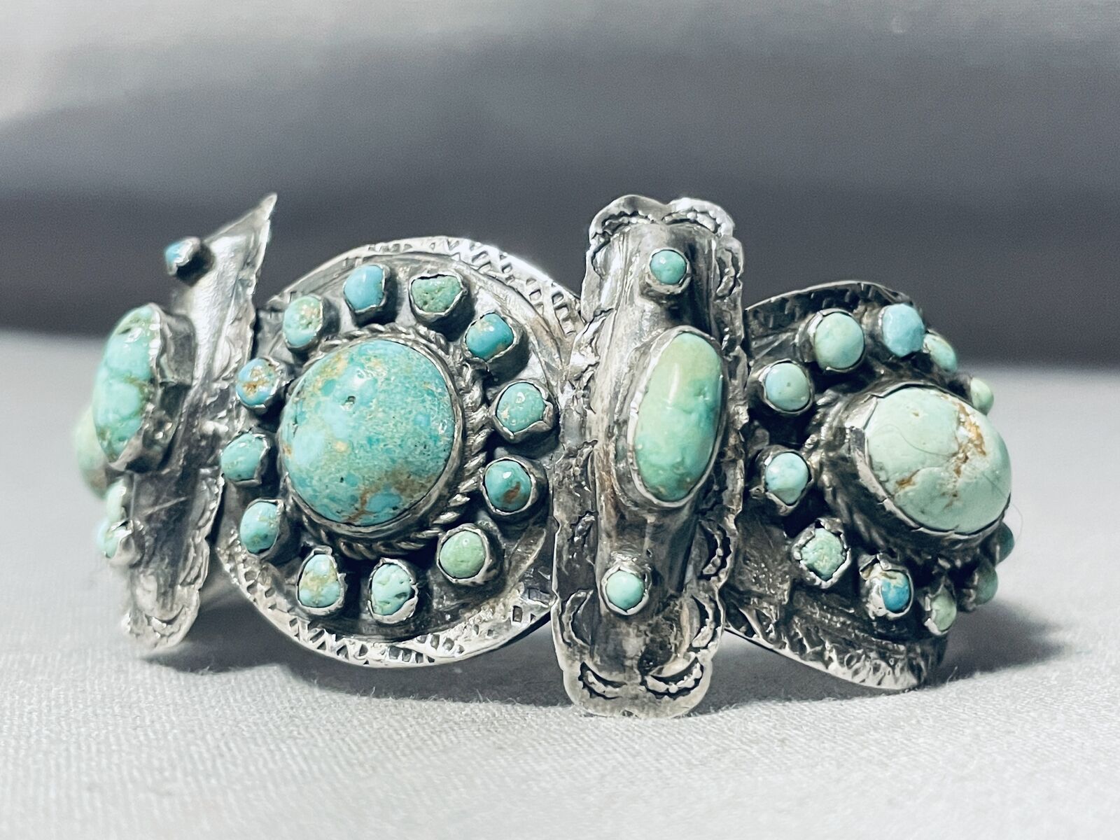 IMPORTANT 1800'S/ 1900'S VINTAGE NAVAJO COJ SILVER TURQUOISE BRACELET