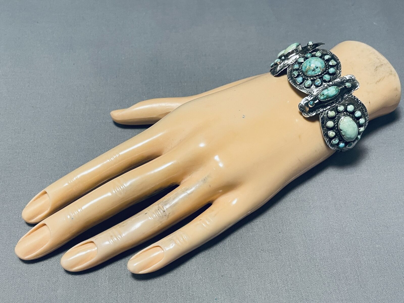 IMPORTANT 1800'S/ 1900'S VINTAGE NAVAJO COJ SILVER TURQUOISE BRACELET