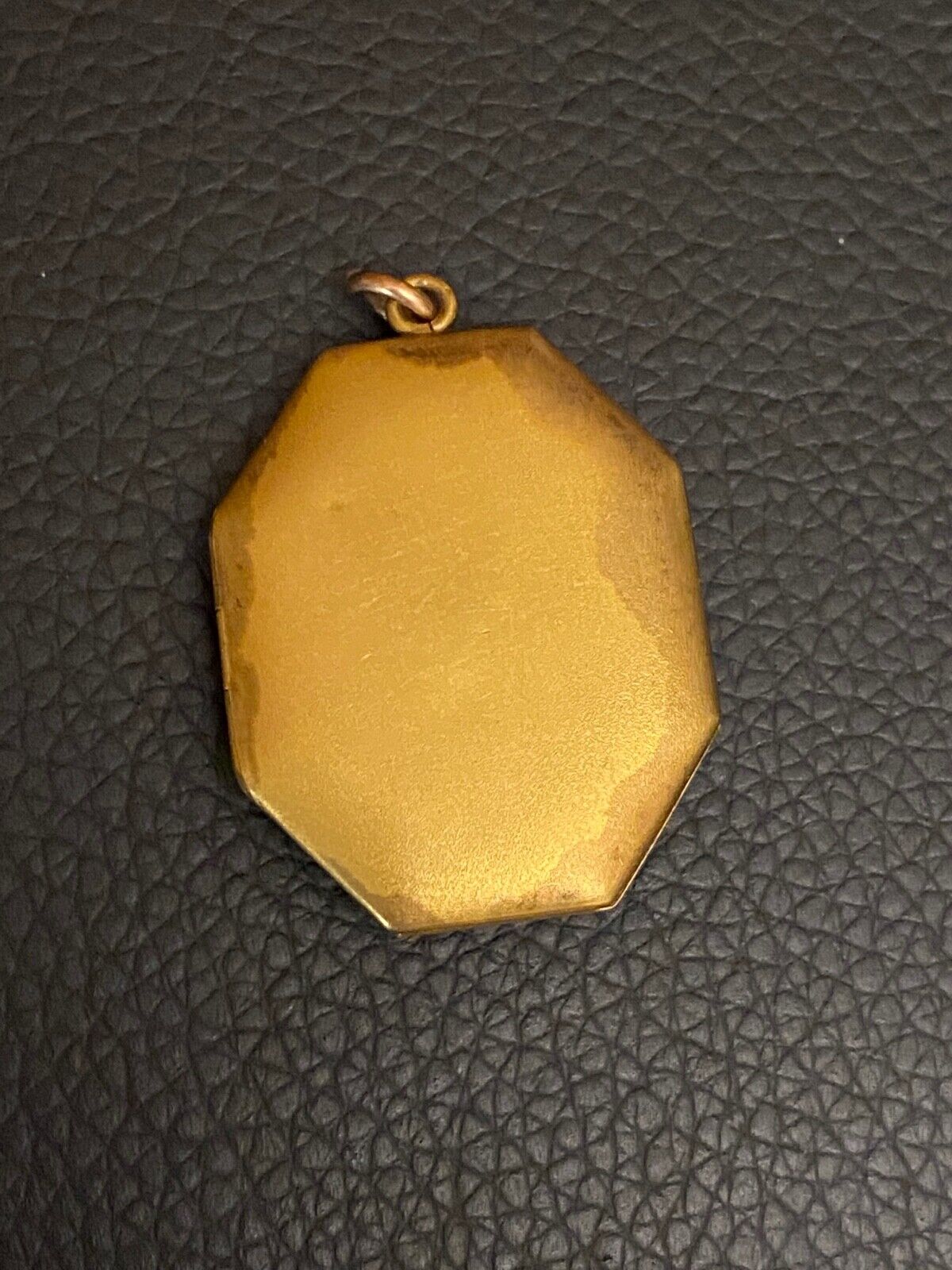 Antique 1900s Gold Filled Citrine Crystal Greek Key Design Locket Pendant 