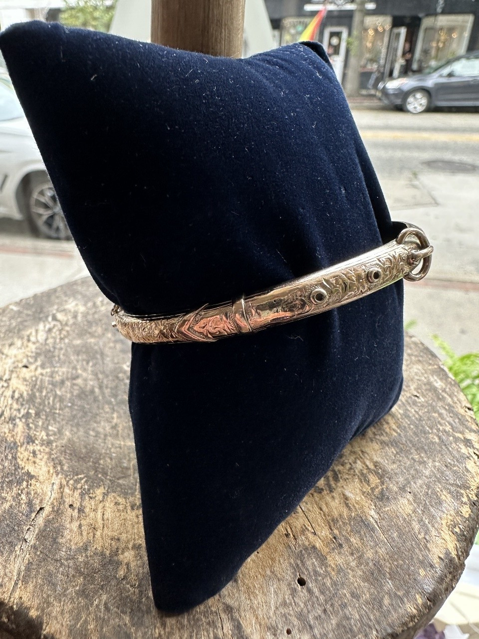 Antique 9K Rose Gold Edwardian Birmingham 1900’s Belt Buckle Bangle Bracelet 7