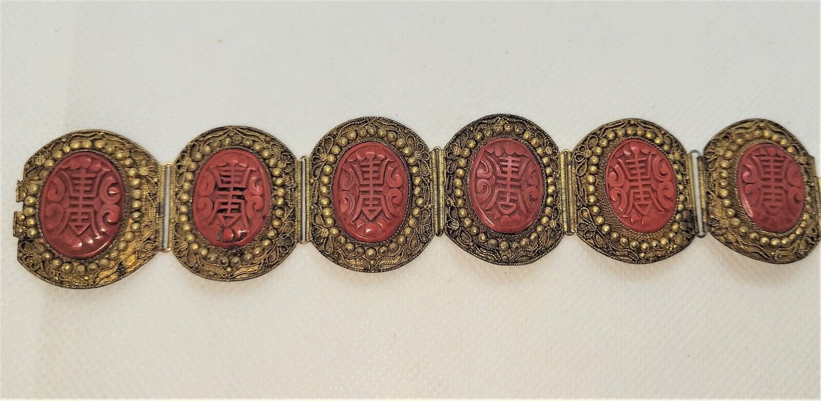 Antique, Rare, 1900s authentic CINNABAR Bracelet, COA available upon request