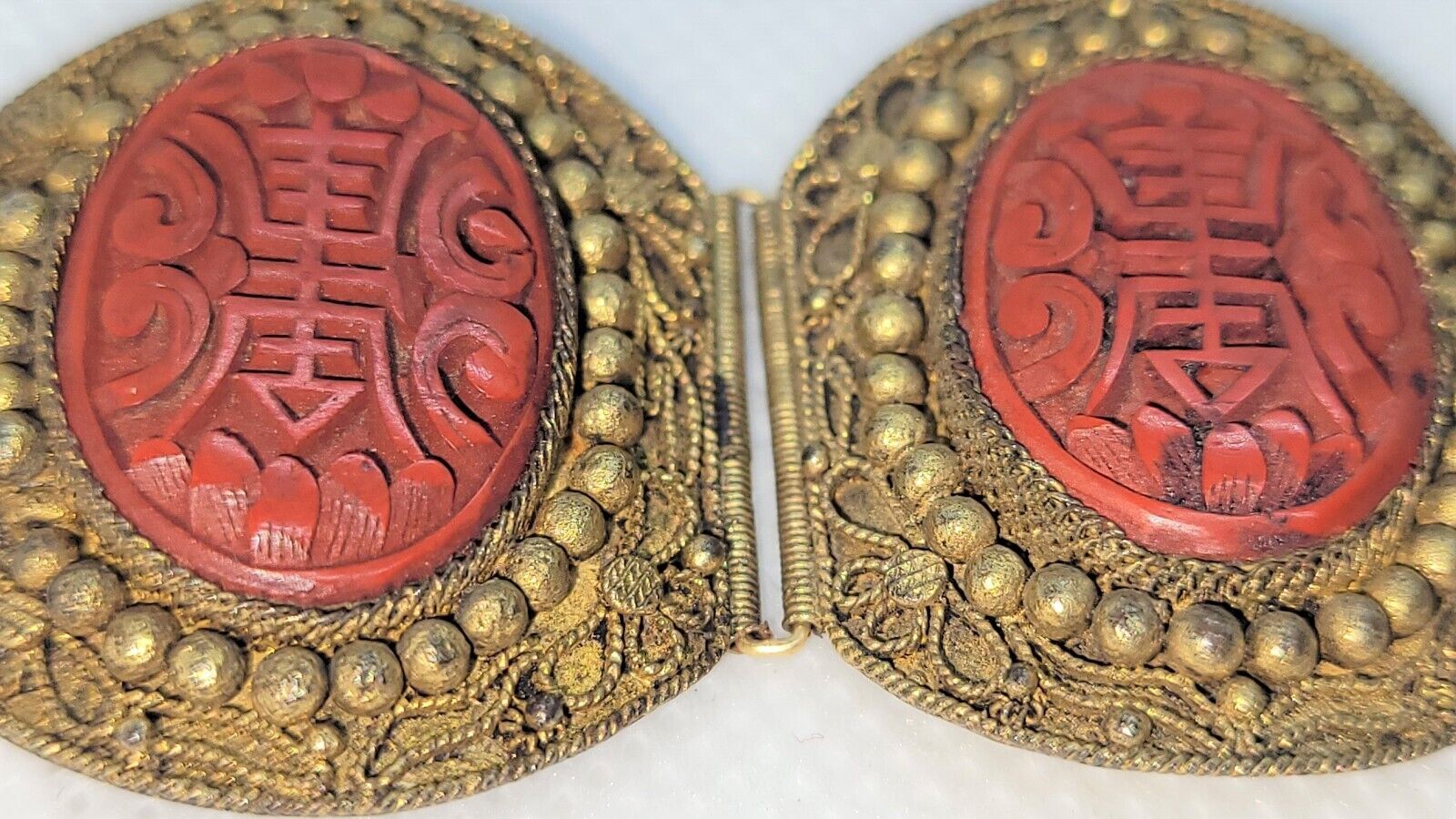 Antique, Rare, 1900s authentic CINNABAR Bracelet, COA available upon request