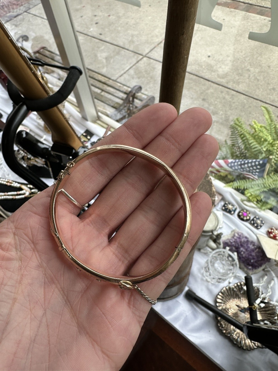 Antique 9K Rose Gold Edwardian Birmingham 1900’s Belt Buckle Bangle Bracelet 7