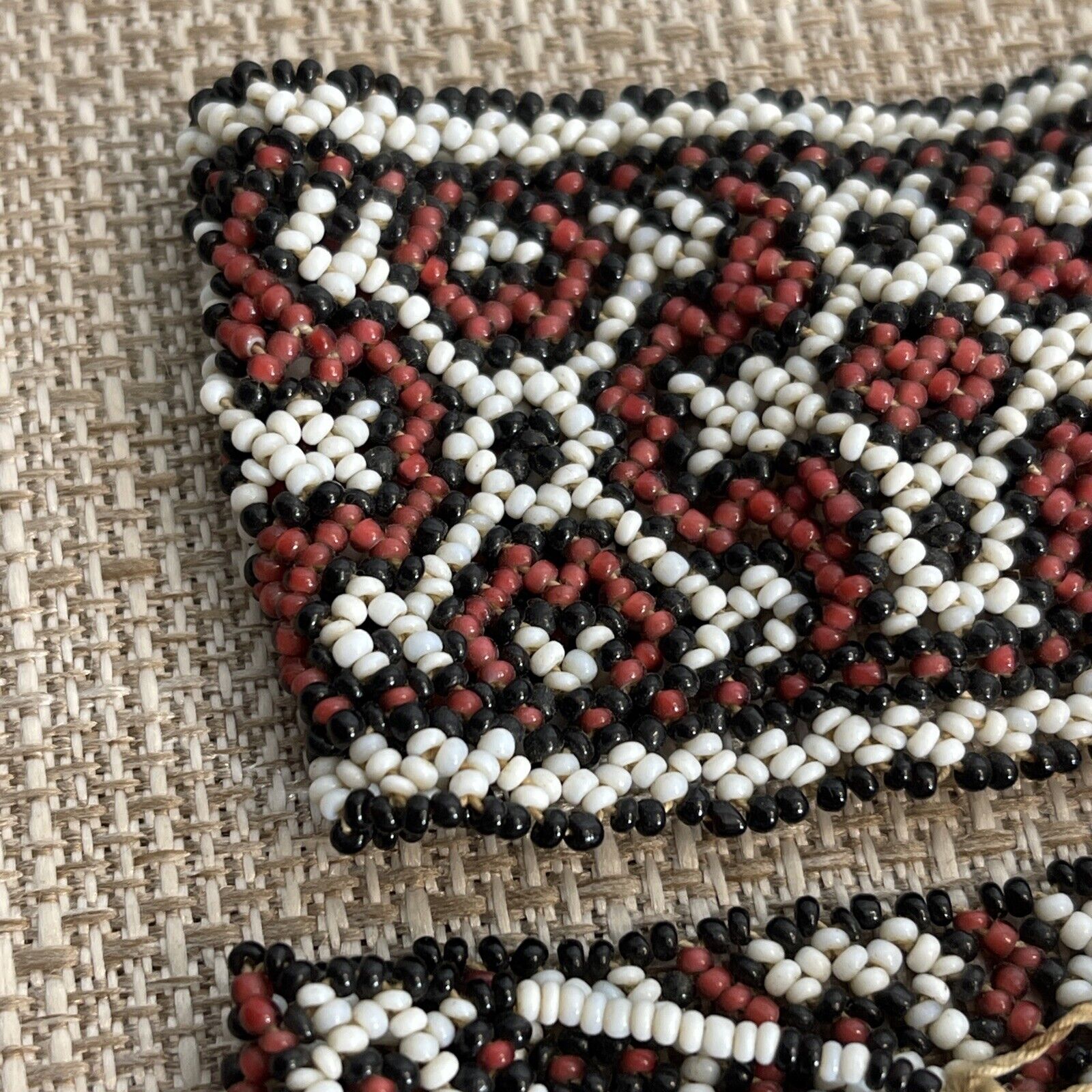 Antique Pair Native American Seed Bead Bracelet Cuffs Handmade 1890s-1900s MINT