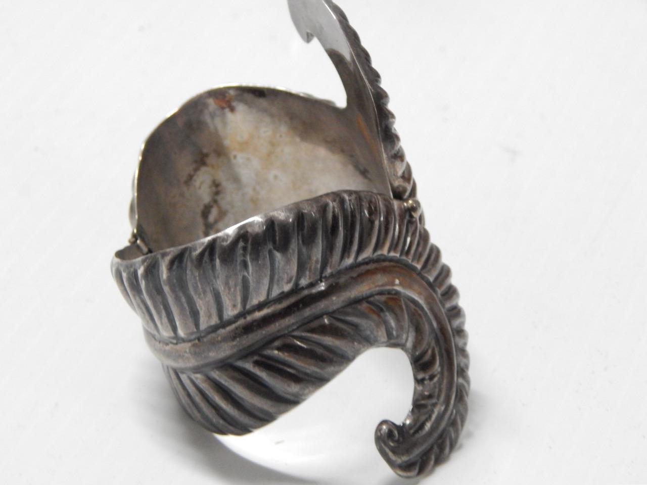 VINTAGEANTIQUE MEXICAN STERLING SILVER CLAMPER HINGED BRACELET EAGLE MARK- TAXCO