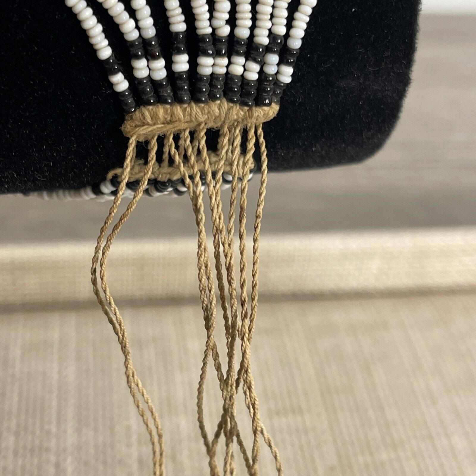 Antique Pair Native American Seed Bead Bracelet Cuffs Handmade 1890s-1900s MINT