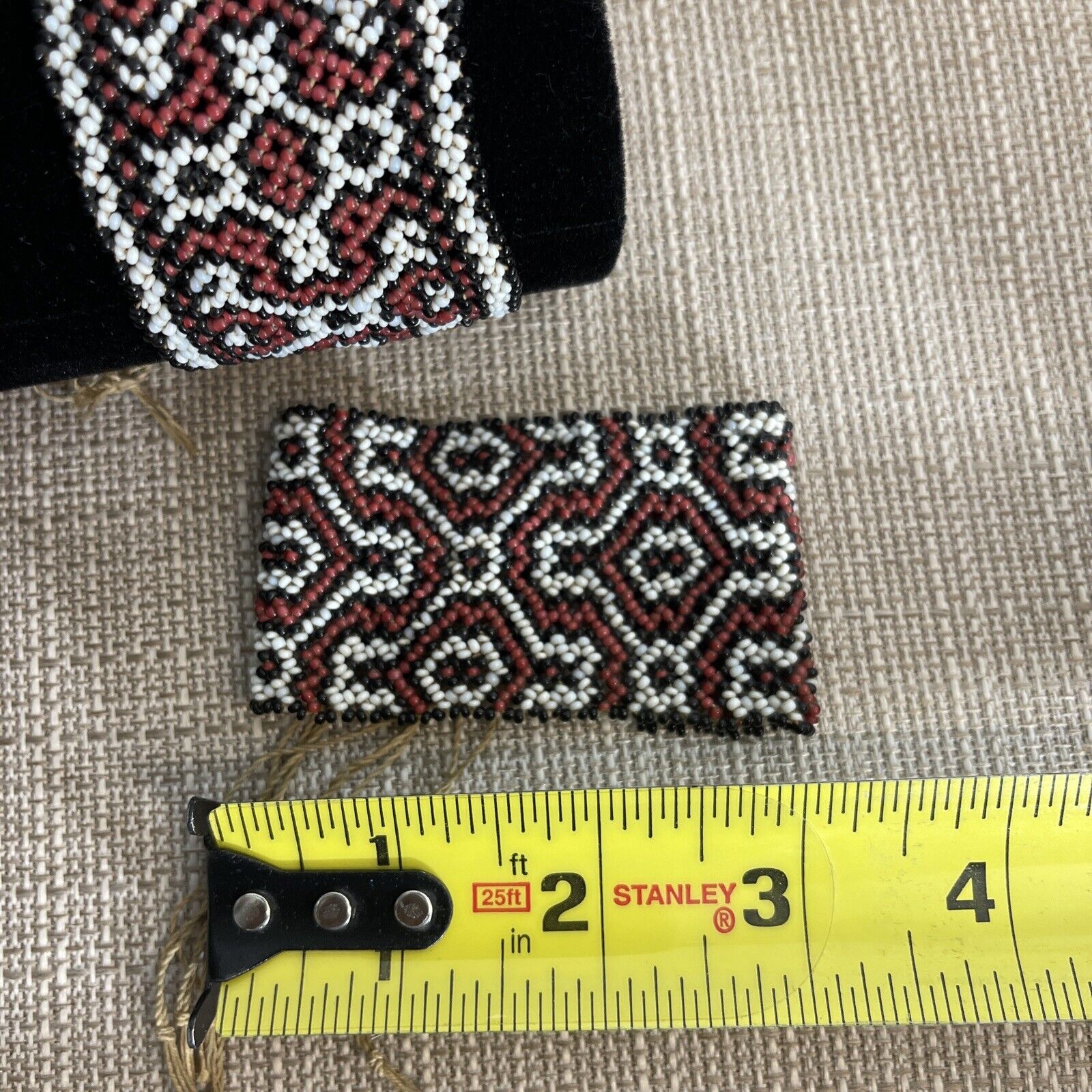 Antique Pair Native American Seed Bead Bracelet Cuffs Handmade 1890s-1900s MINT