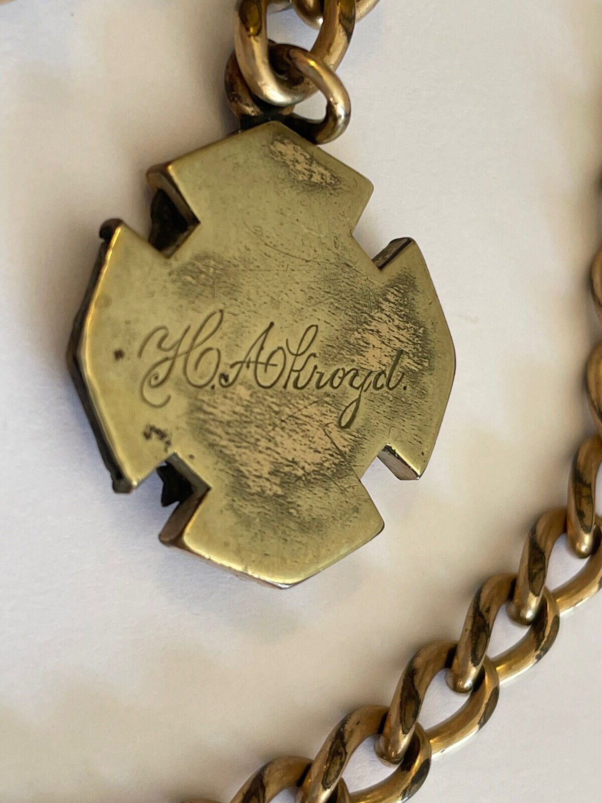 Vintage 1900's Gold Plated Fraternal Foresters America Watch FOB Pendant & Chain