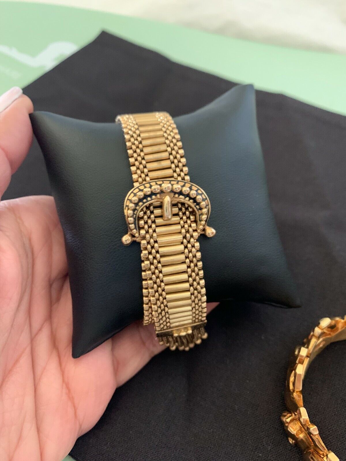 Antique Victorian 14K Gold Buckle Bracelet Jarretière Circa 1800s