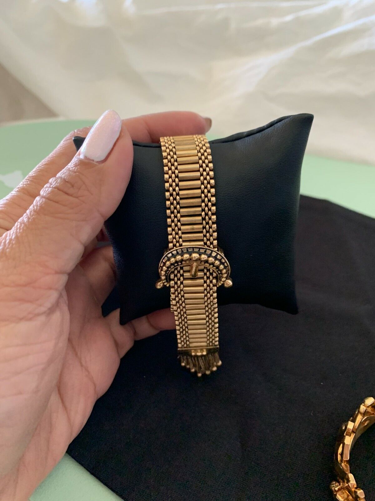 Antique Victorian 14K Gold Buckle Bracelet Jarretière Circa 1800s