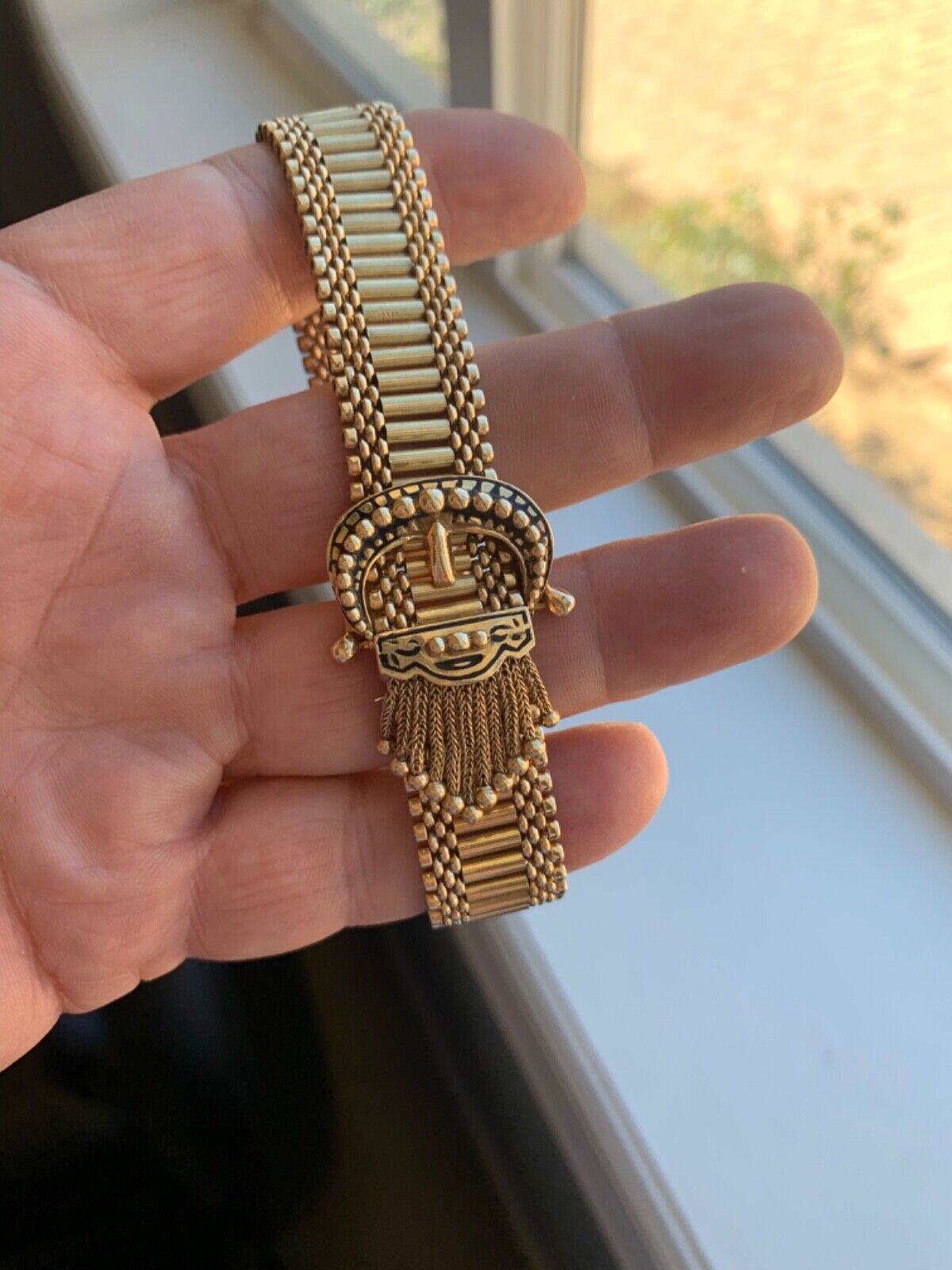 Antique Victorian 14K Gold Buckle Bracelet Jarretière Circa 1800s