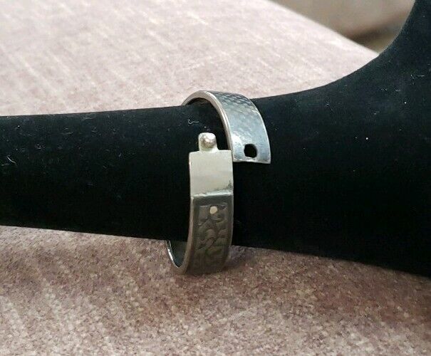 Victorian 1800s Hand Chased Bracelet Ball Clasp Dual Sided Floral & Checkerboard