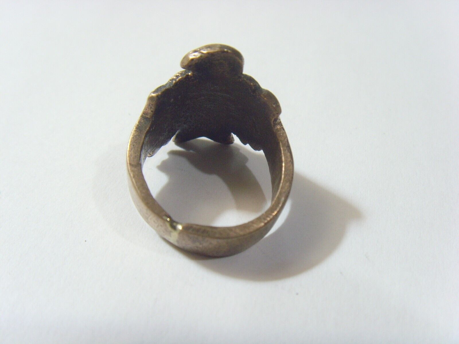 1700s antique Kazakh tribal Chief Hawk niello ring size 8.5 Central Asia 52265