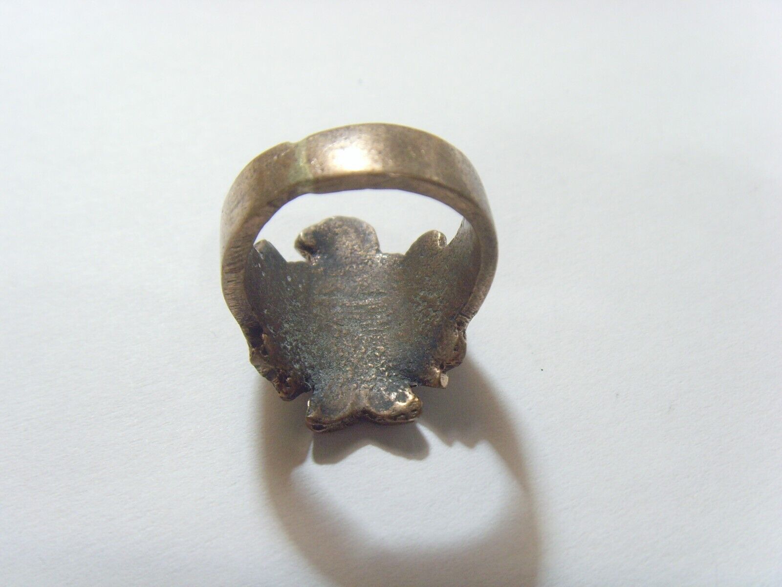 1700s antique Kazakh tribal Chief Hawk niello ring size 8.5 Central Asia 52265