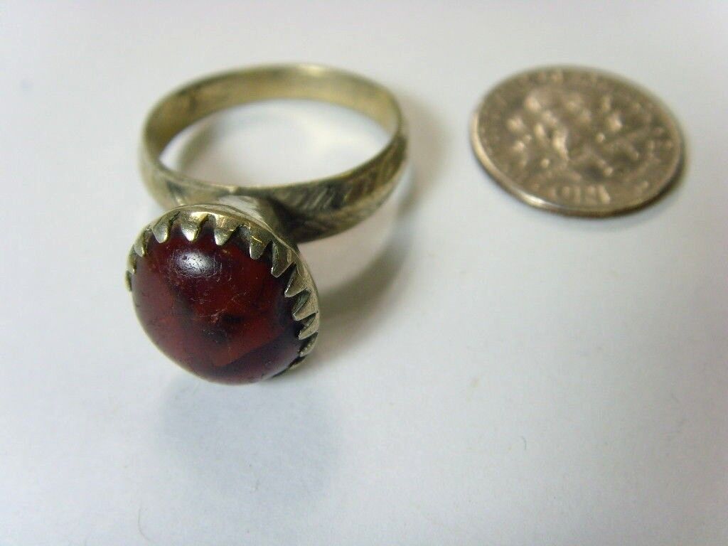 1700s antique Bedouin Nomads tribal ring 9 size central Asia religious 50190