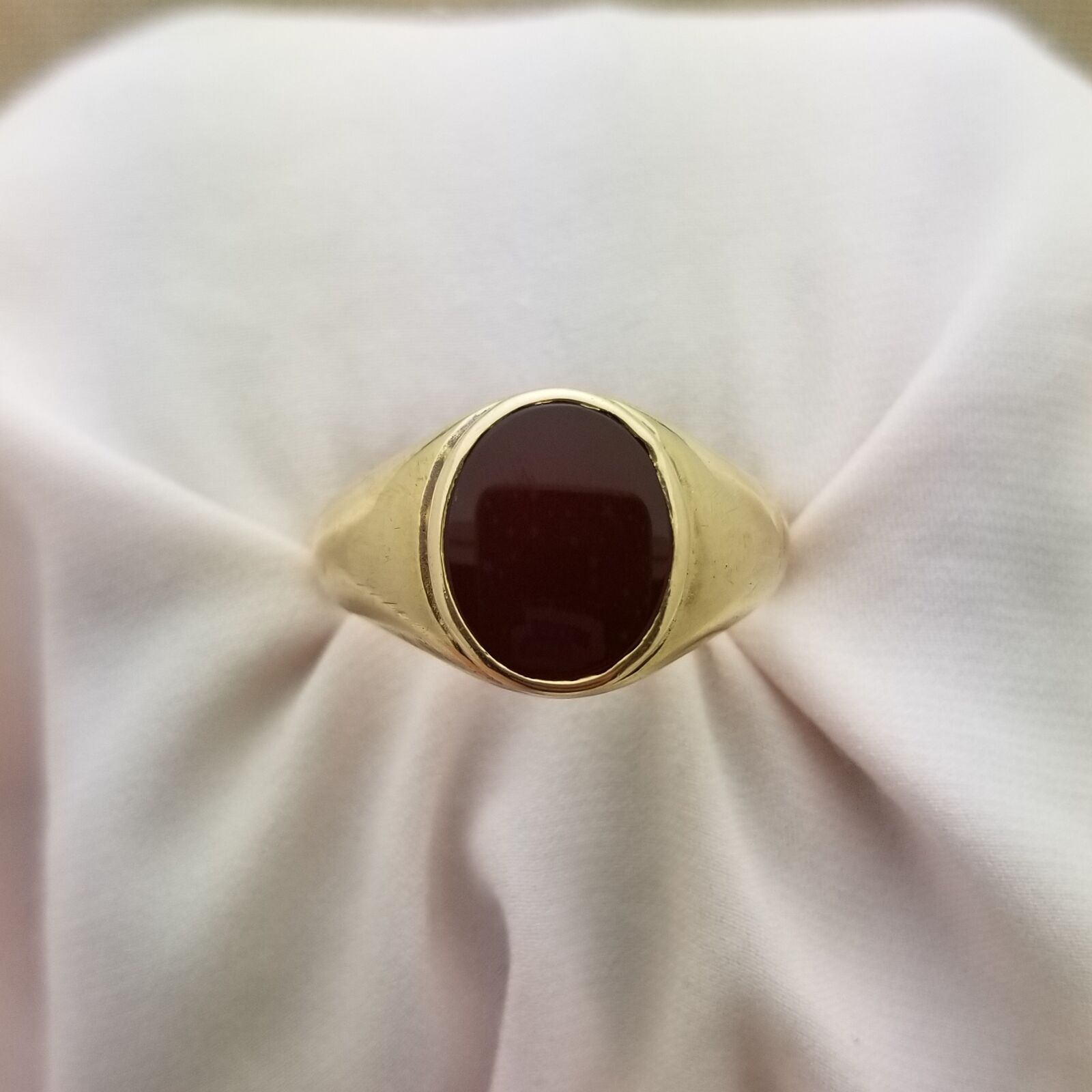 10K Men's Victorian Carnelian Signet Ring-1800s-Vintage-11x9mm Natural Carnelian