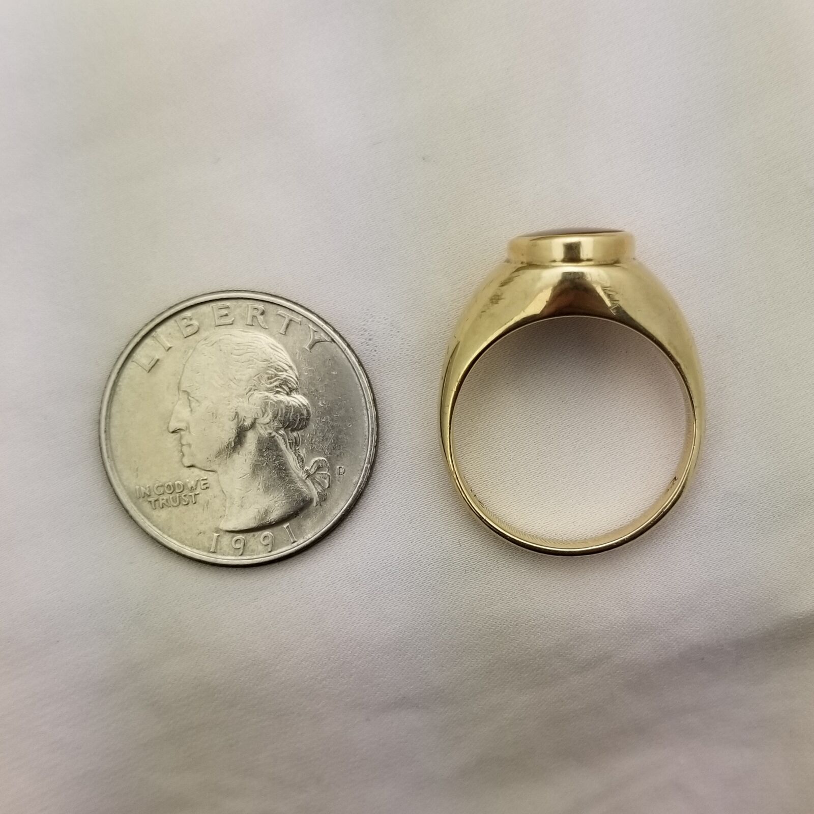 10K Men's Victorian Carnelian Signet Ring-1800s-Vintage-11x9mm Natural Carnelian