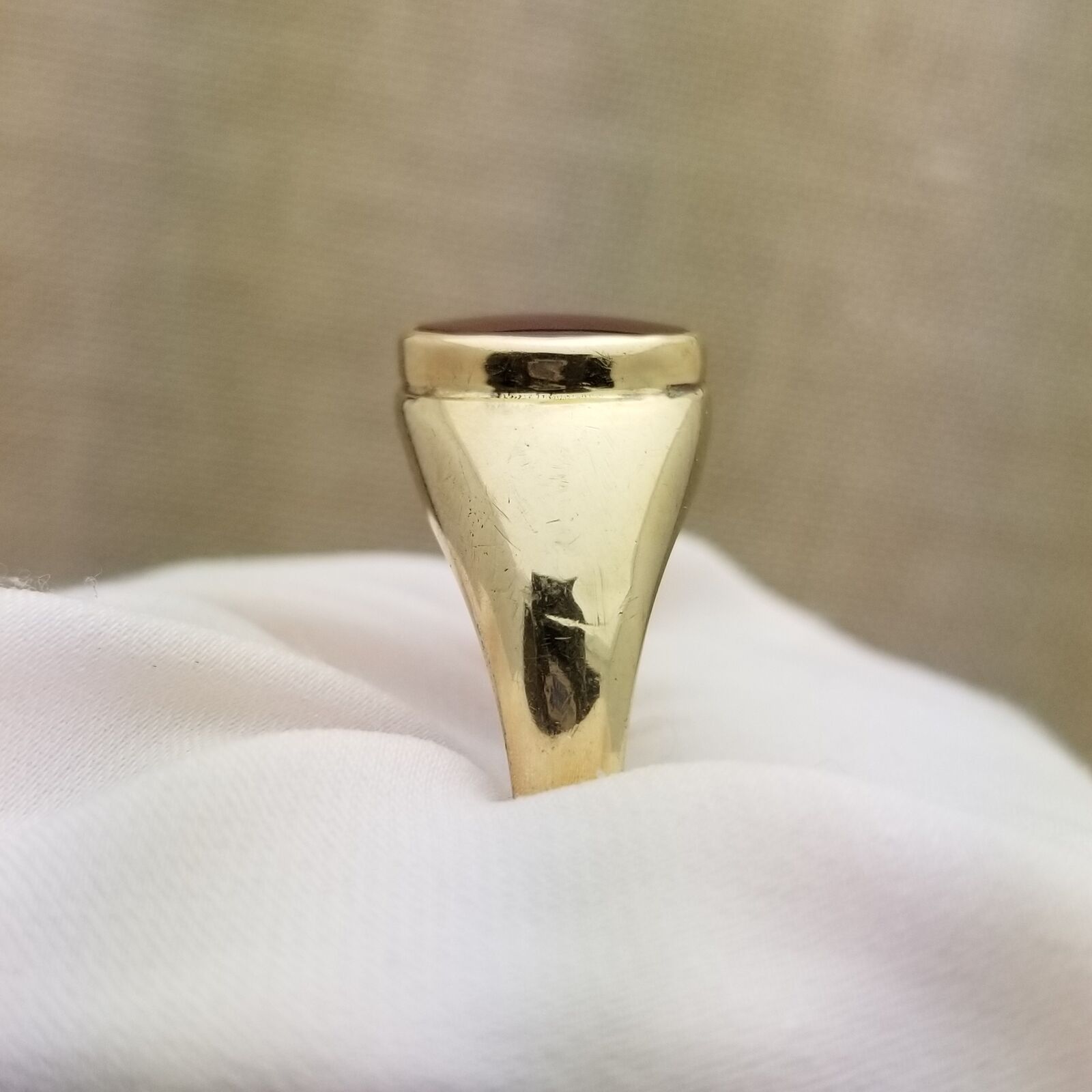 10K Men's Victorian Carnelian Signet Ring-1800s-Vintage-11x9mm Natural Carnelian