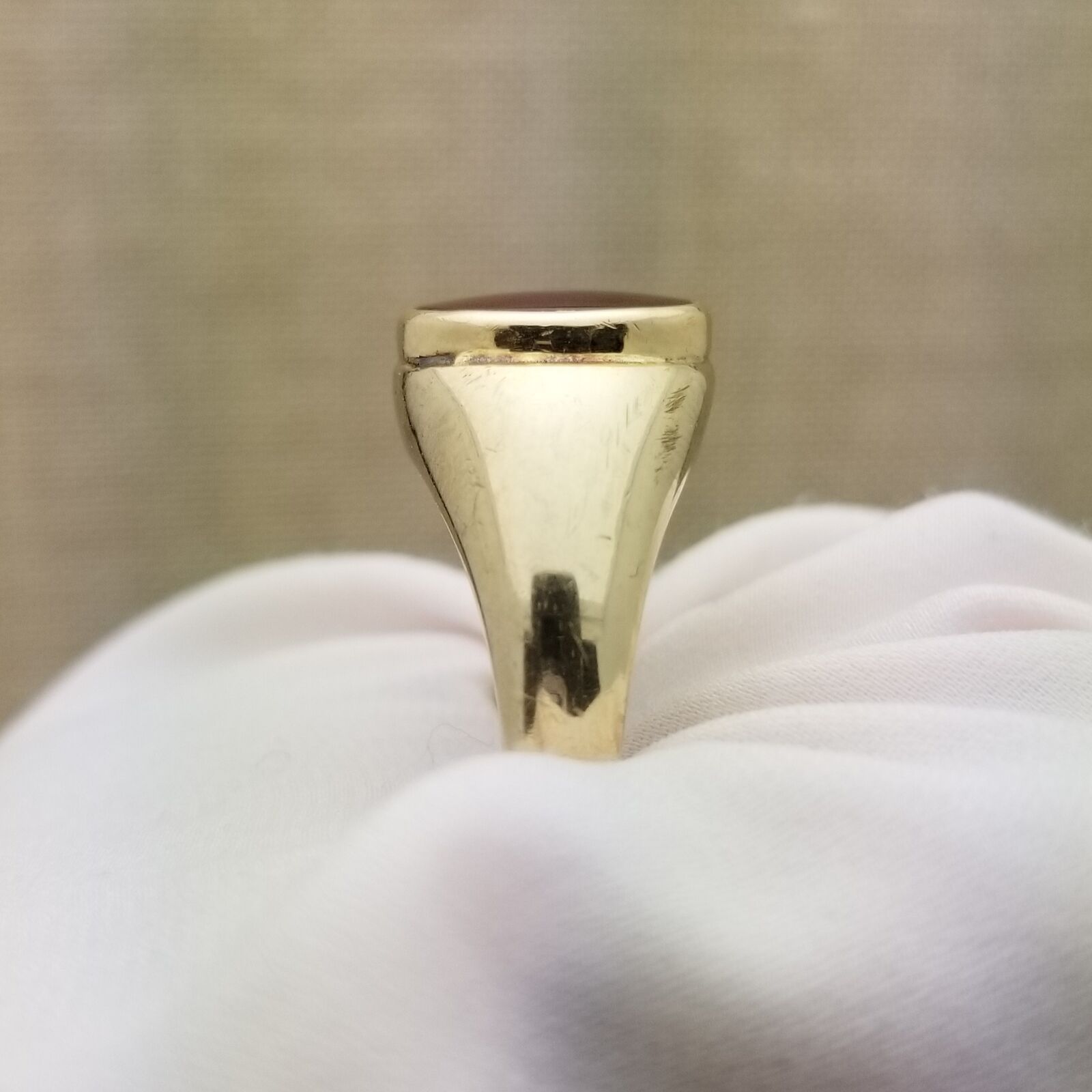 10K Men's Victorian Carnelian Signet Ring-1800s-Vintage-11x9mm Natural Carnelian