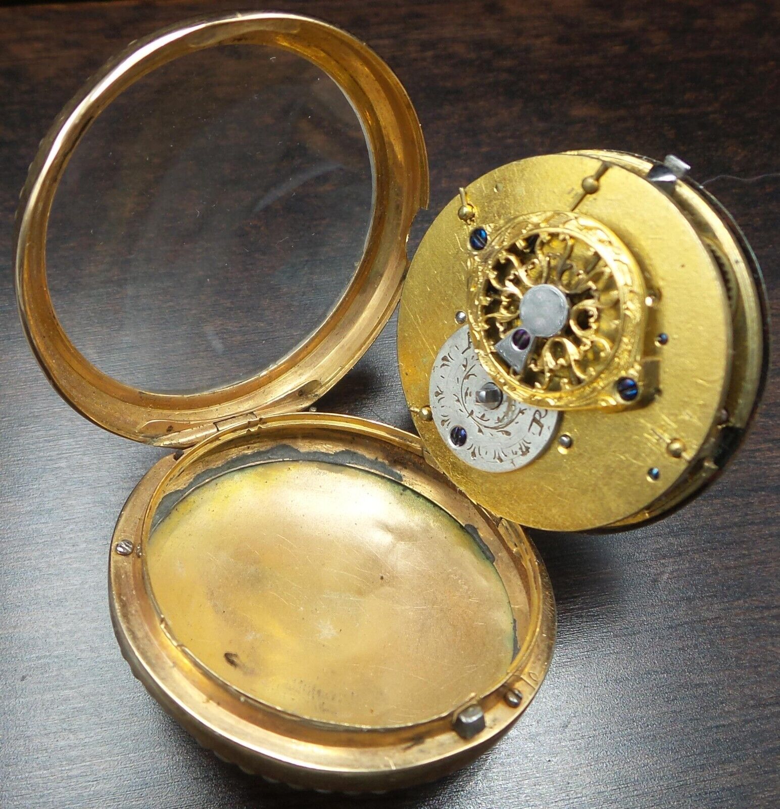 1700s European 18K Gold, Pearl & Blue Enamel Ladies Verge Fusee Pocket Watch