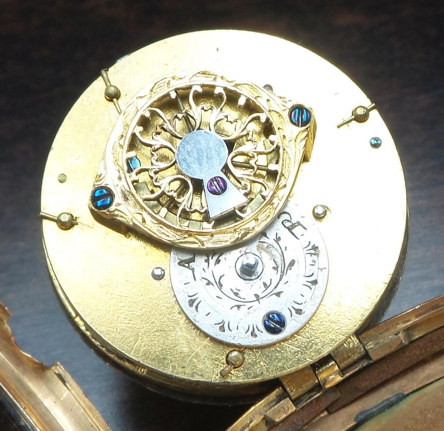 1700s European 18K Gold, Pearl & Blue Enamel Ladies Verge Fusee Pocket Watch