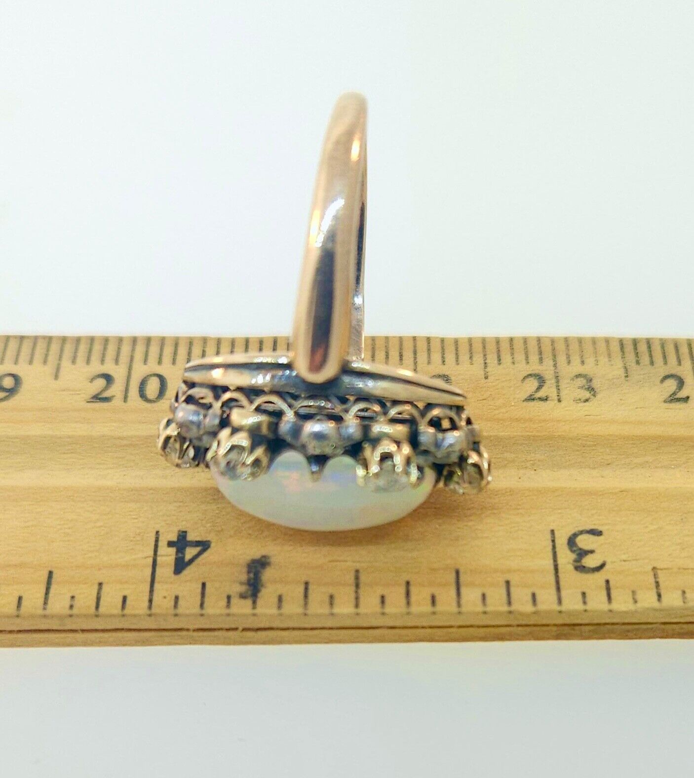 Antique Victorian 1800's Australian Opal & Diamond Ring