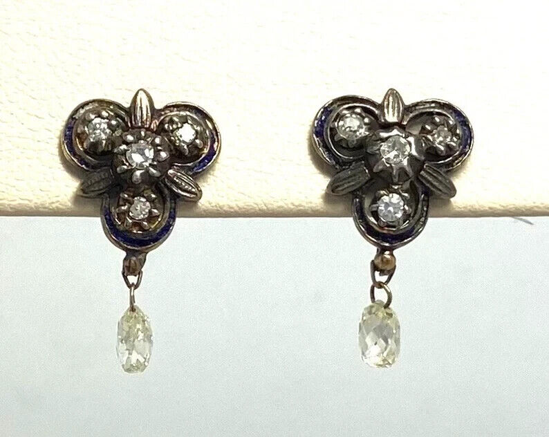 18k Gold Late 1800s Victorian Diamond Earrings 3.17 grams