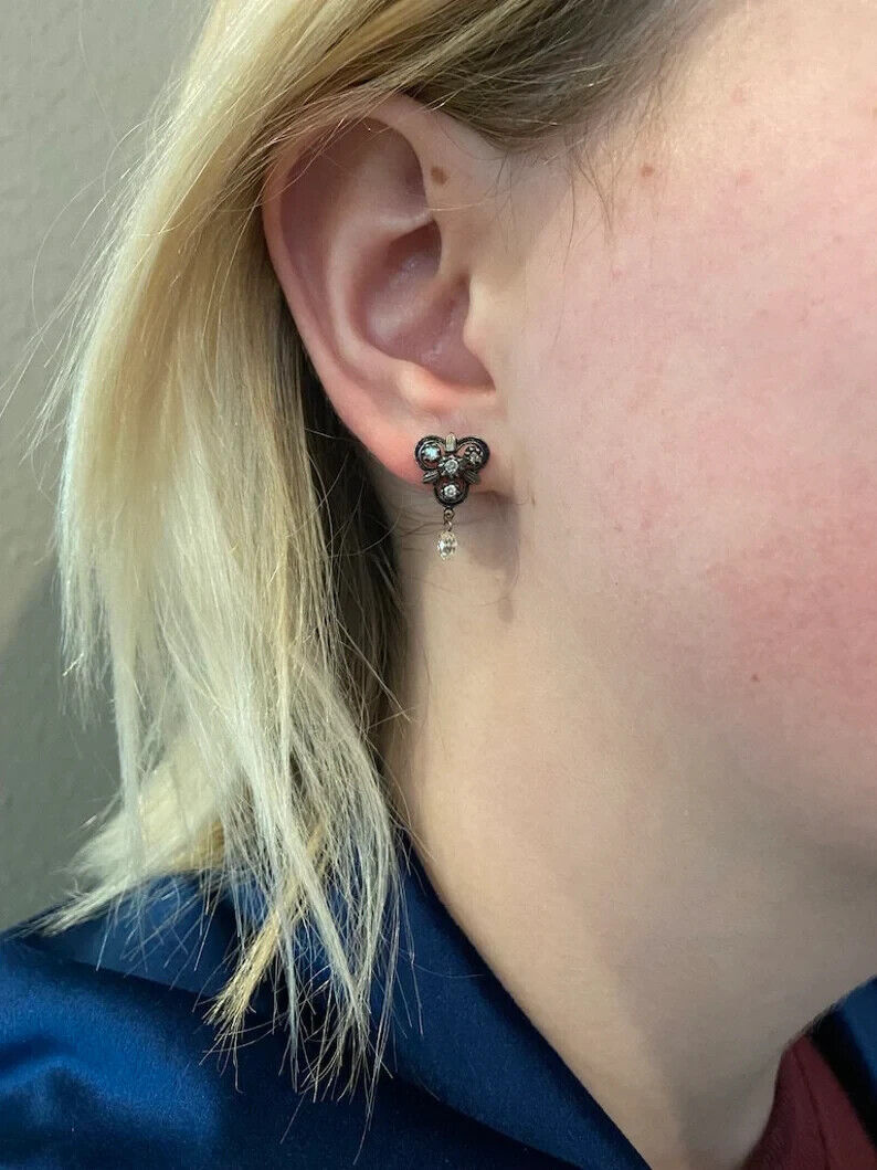 18k Gold Late 1800s Victorian Diamond Earrings 3.17 grams
