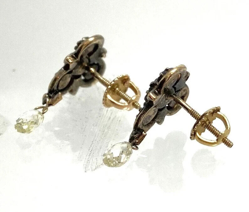 18k Gold Late 1800s Victorian Diamond Earrings 3.17 grams