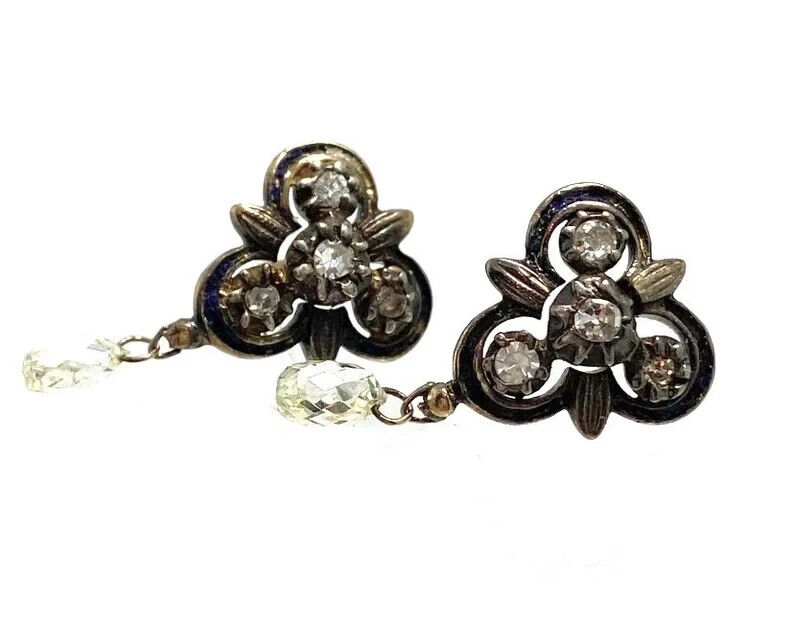 18k Gold Late 1800s Victorian Diamond Earrings 3.17 grams