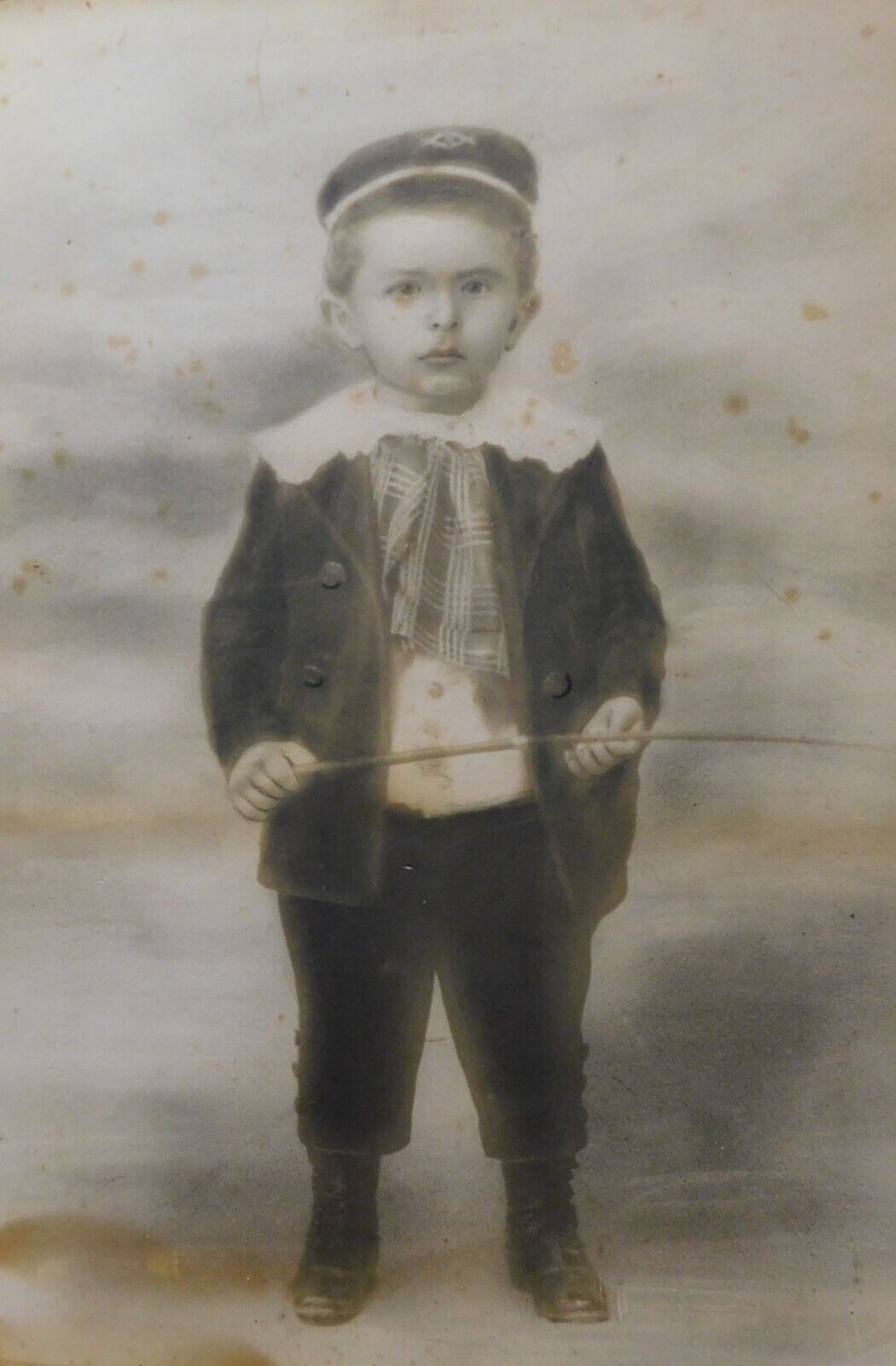 Antique 1800’s Daguerreotype Photo BOY HORSEMAN WITH WHIP 18 X 22 " DISTRESSED
