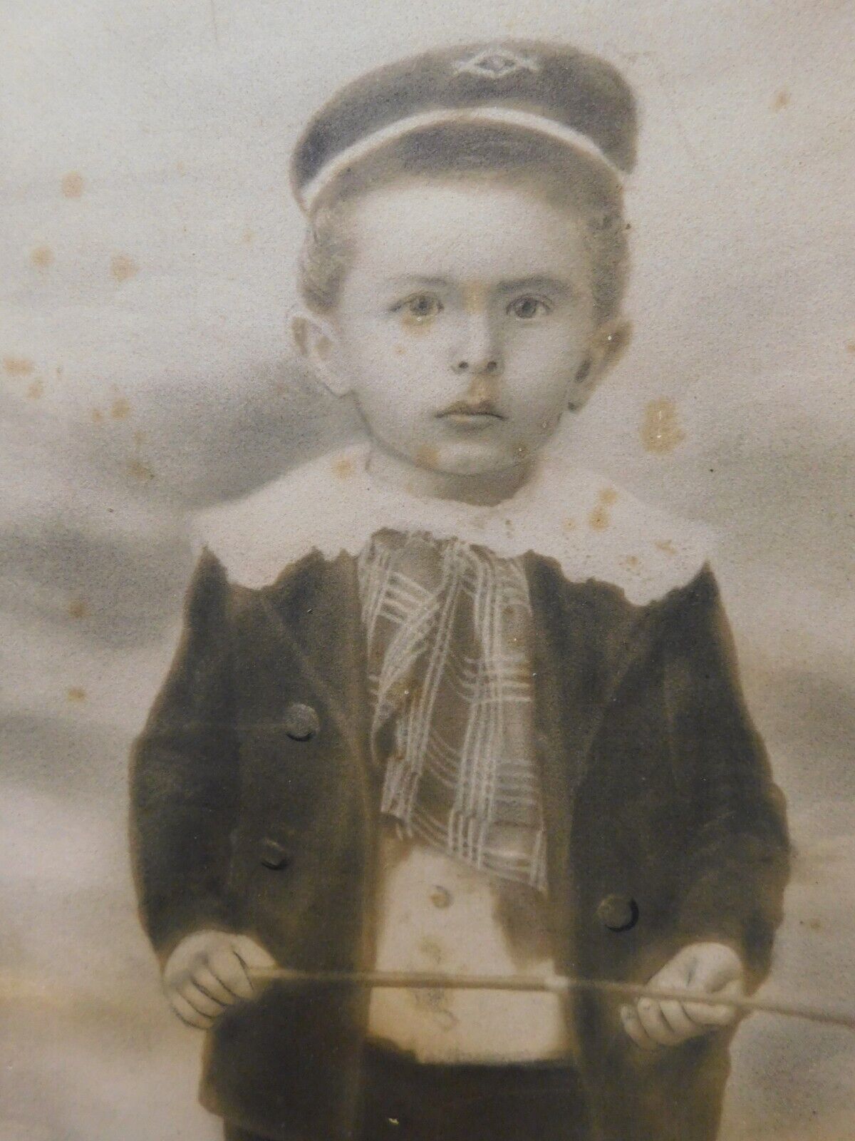 Antique 1800’s Daguerreotype Photo BOY HORSEMAN WITH WHIP 18 X 22 " DISTRESSED