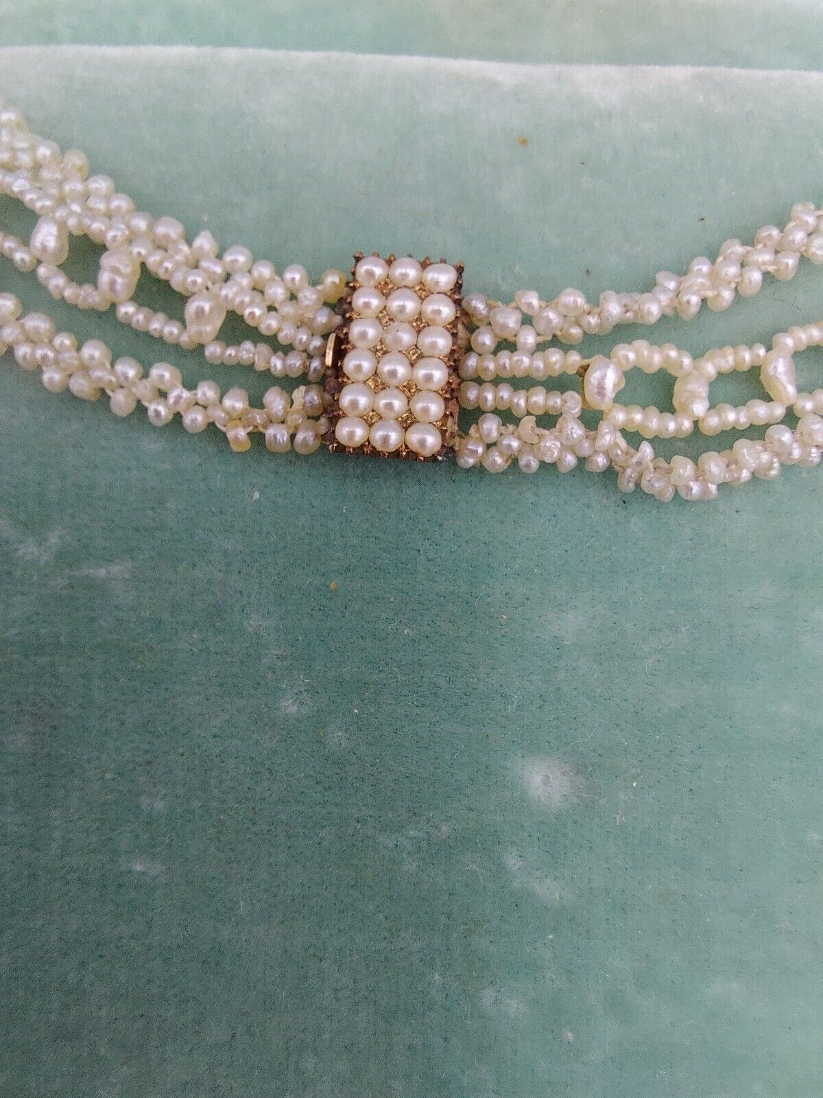 1800s Georgian Woven Natural Seed Pearl Parure Necklace, Earrings, Brooch 