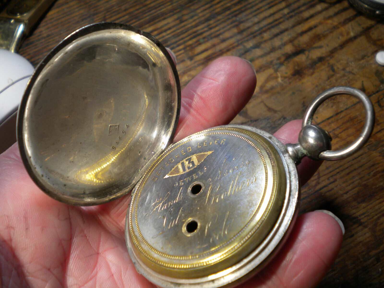 1800S-SOLID SILVER-18-SIZE--55mm-LUTZ BROS.HUNTER- POCKETWATCH CASE