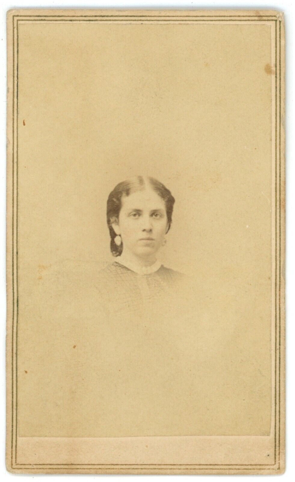 CIRCA 1800'S Named CDV Beautiful Woman Earrings Prescott & Gage Hartford, CT
