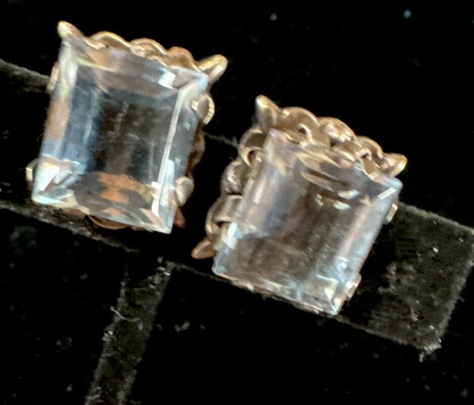 BEAUTIFUL 1800s VINTAGE BLUE STONE STERLING SILVER  SCREW BACK EARRINGS!!!
