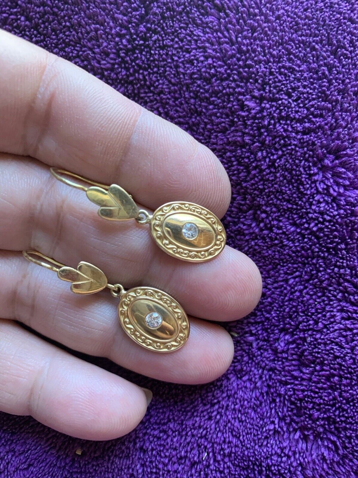 Vintage 1800s 18k Yellow Gold Dangle Drop Earrings