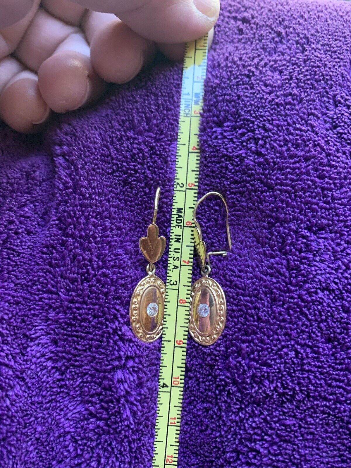 Vintage 1800s 18k Yellow Gold Dangle Drop Earrings