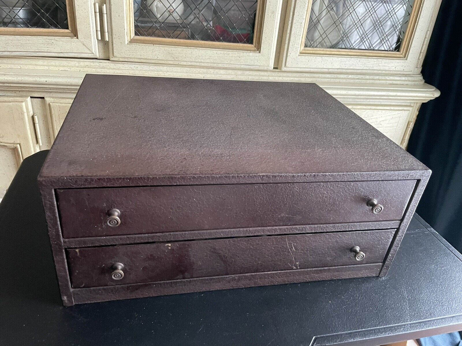 ANTIQUE VTG BOX LOTHROP STEEL CO. CHICAGO 1900’s FILLED w GLASS For WATCHES