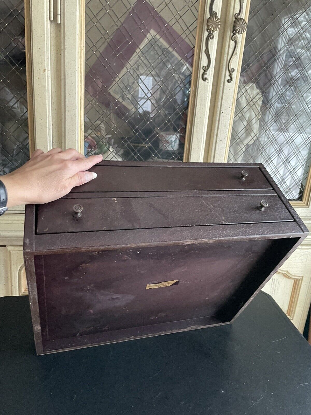 ANTIQUE VTG BOX LOTHROP STEEL CO. CHICAGO 1900’s FILLED w GLASS For WATCHES