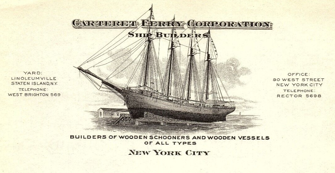 c1900 CARTERET FERRY CORPORATION SHIP BUILDERS NEW YORK CITY LETTERHEAD Z5816