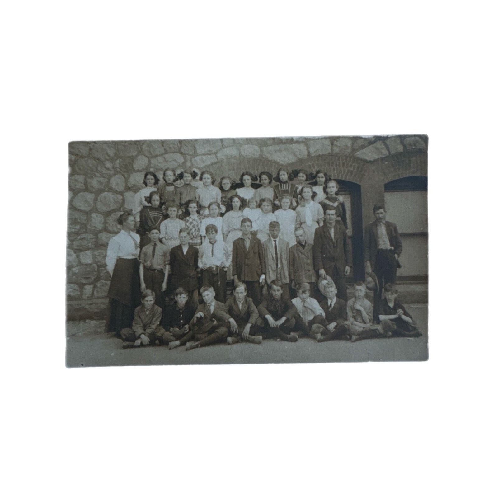 Antique RPPC Postcard Ephemera Early 1900s Portraits School Children Teachers