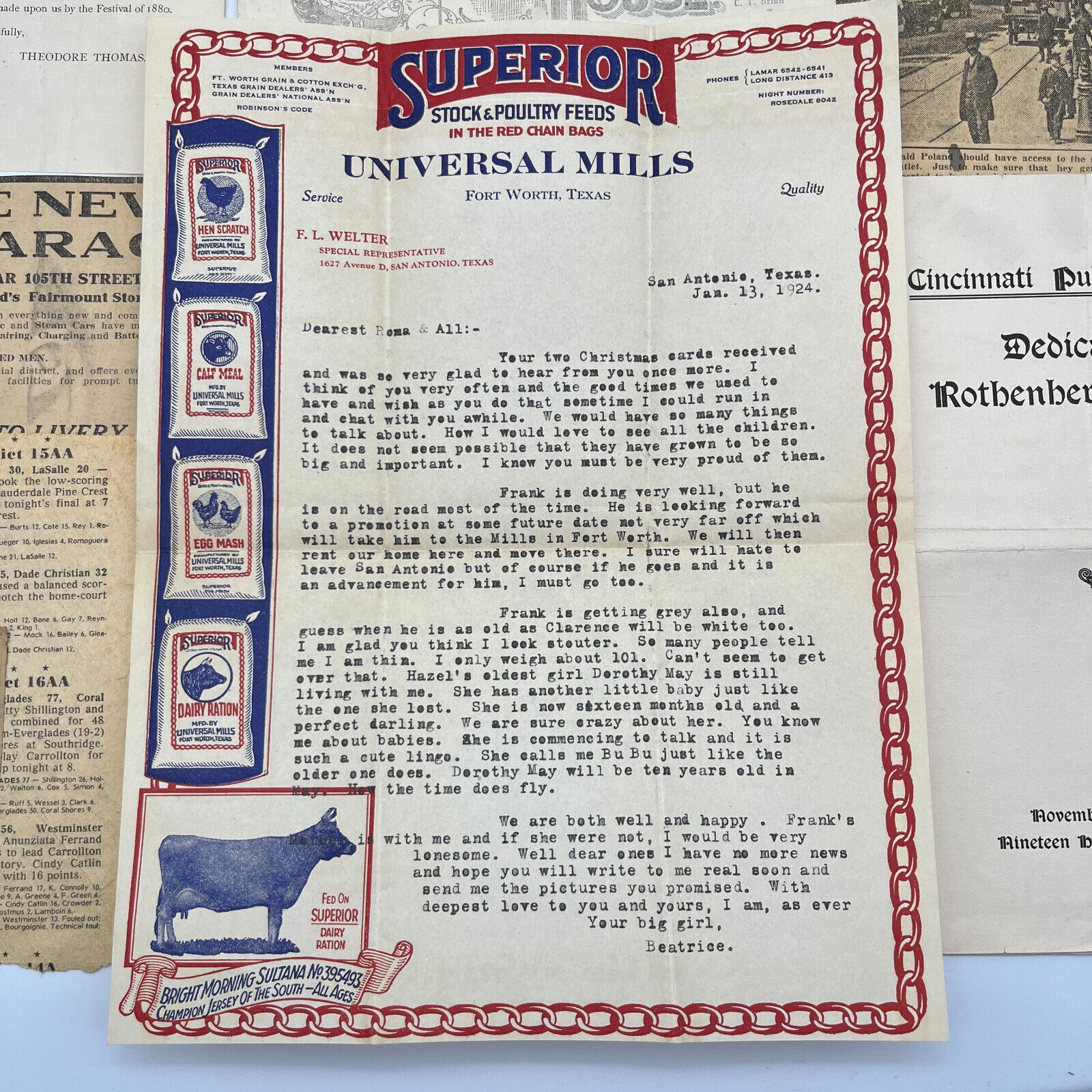 Lot 1800s early 1900's Ephemera Newspaper Clippings Opera May Festival Letter