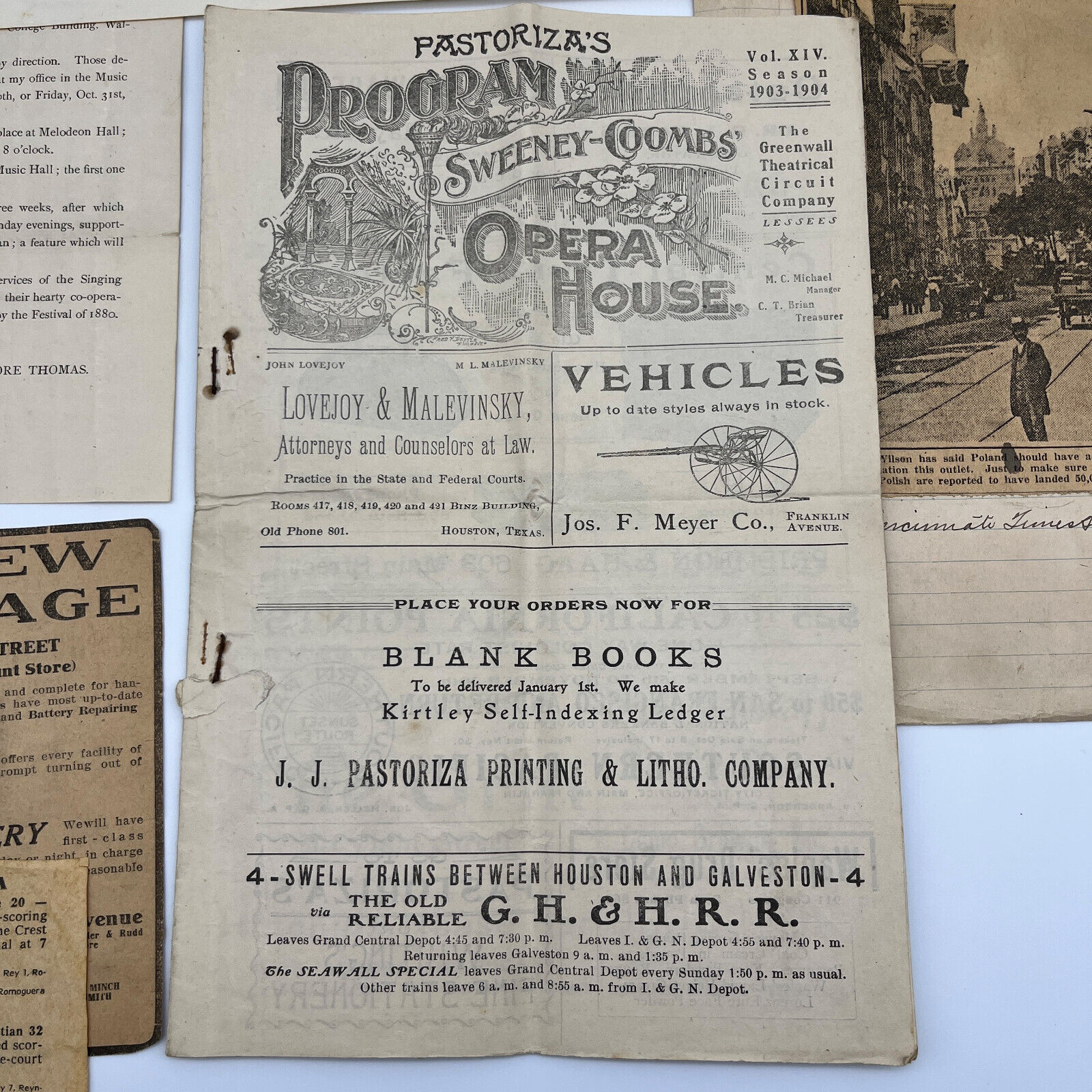 Lot 1800s early 1900's Ephemera Newspaper Clippings Opera May Festival Letter