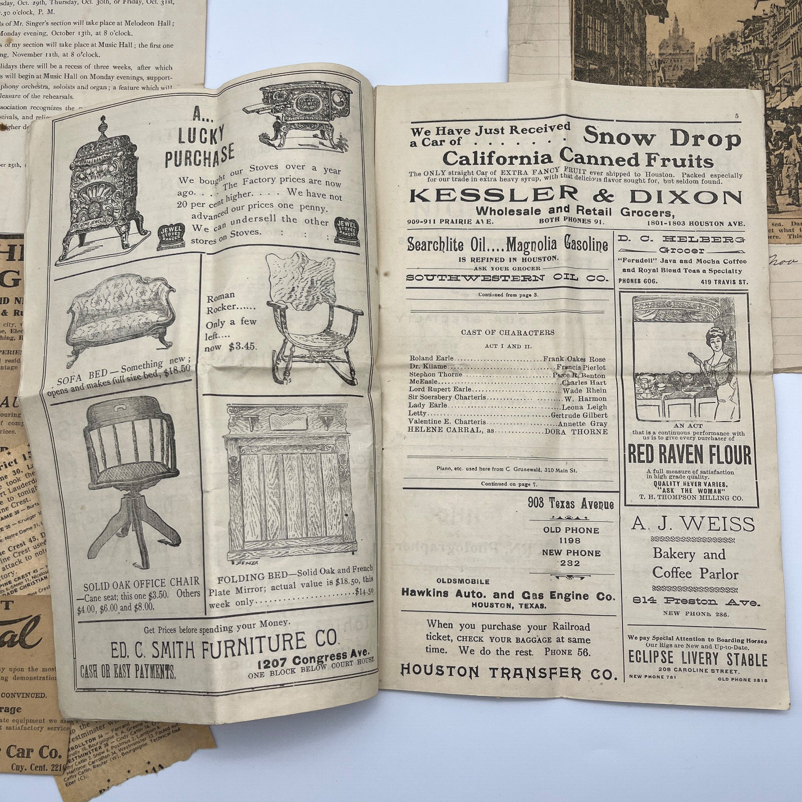 Lot 1800s early 1900's Ephemera Newspaper Clippings Opera May Festival Letter