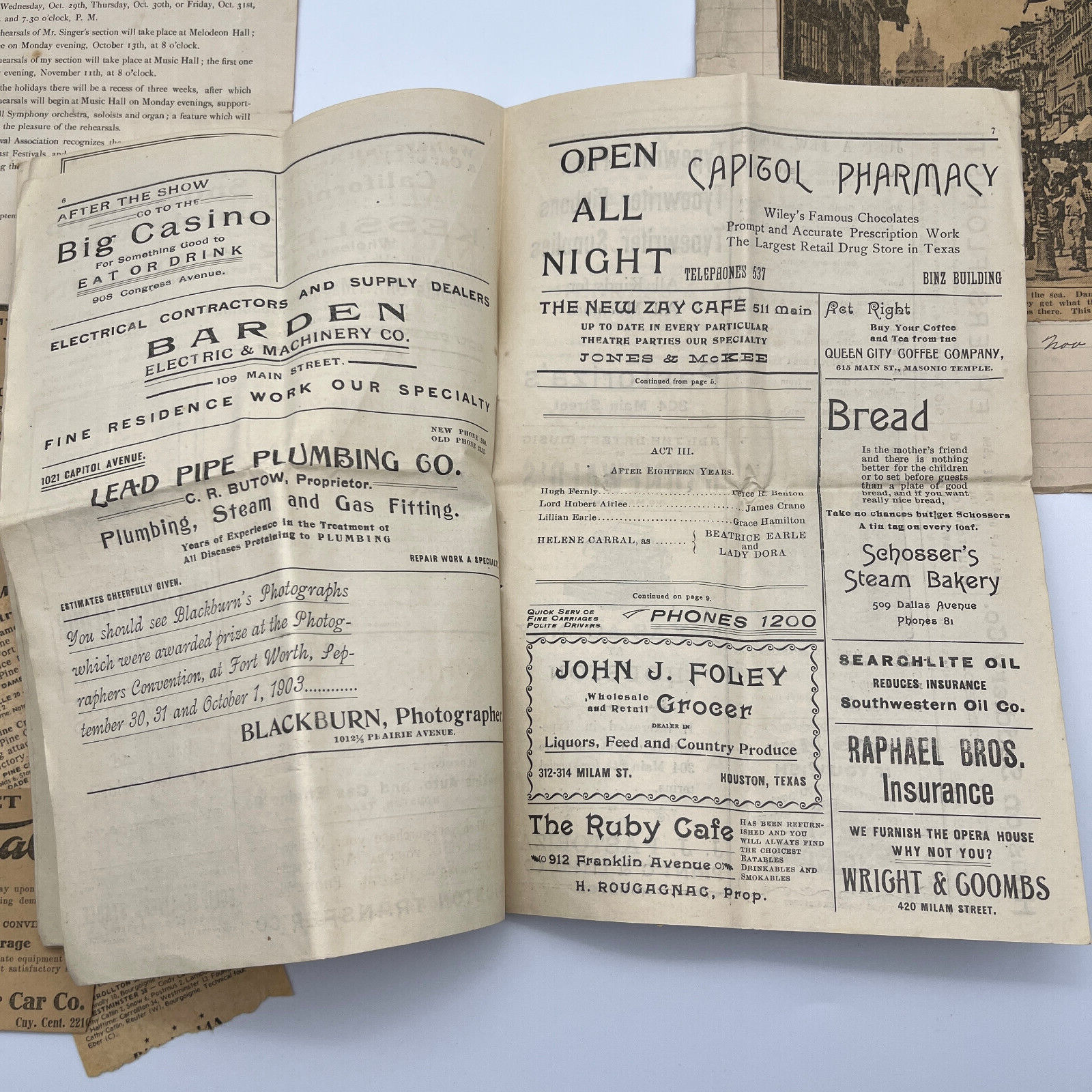 Lot 1800s early 1900's Ephemera Newspaper Clippings Opera May Festival Letter