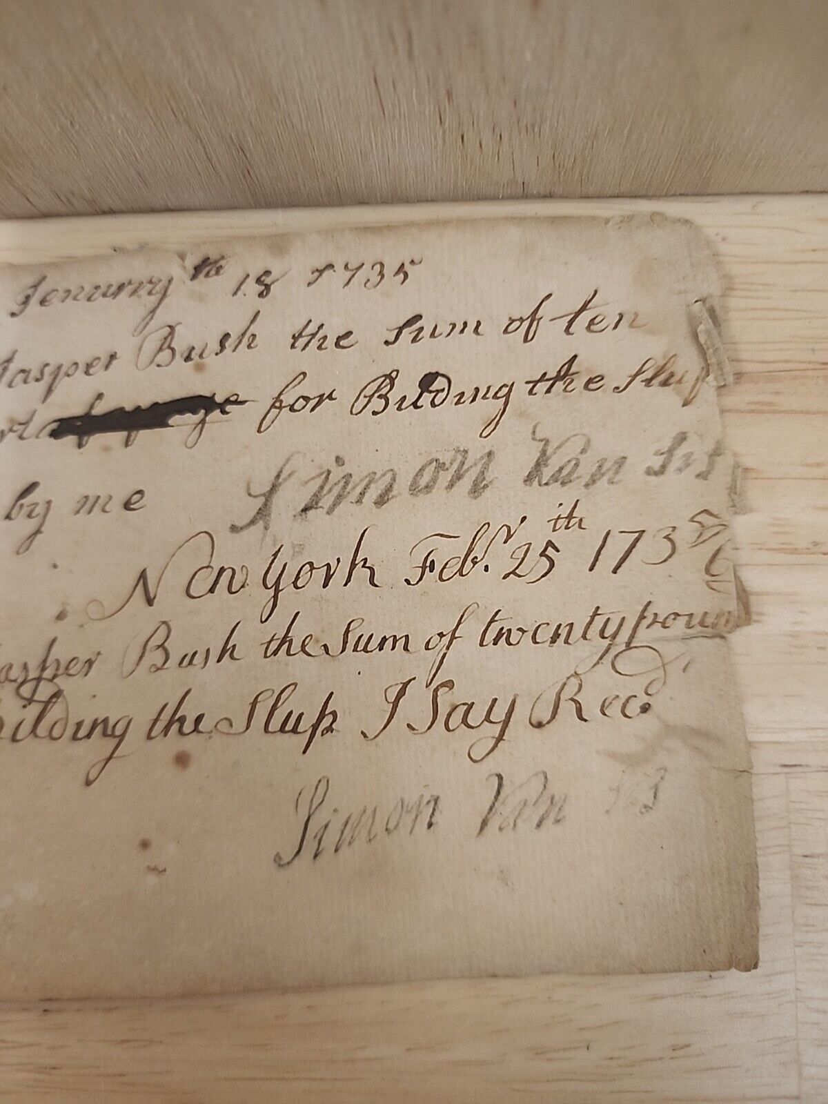 Antique Document From The 1700's New York 1735 Ink On Paper Ephemera Both Sides