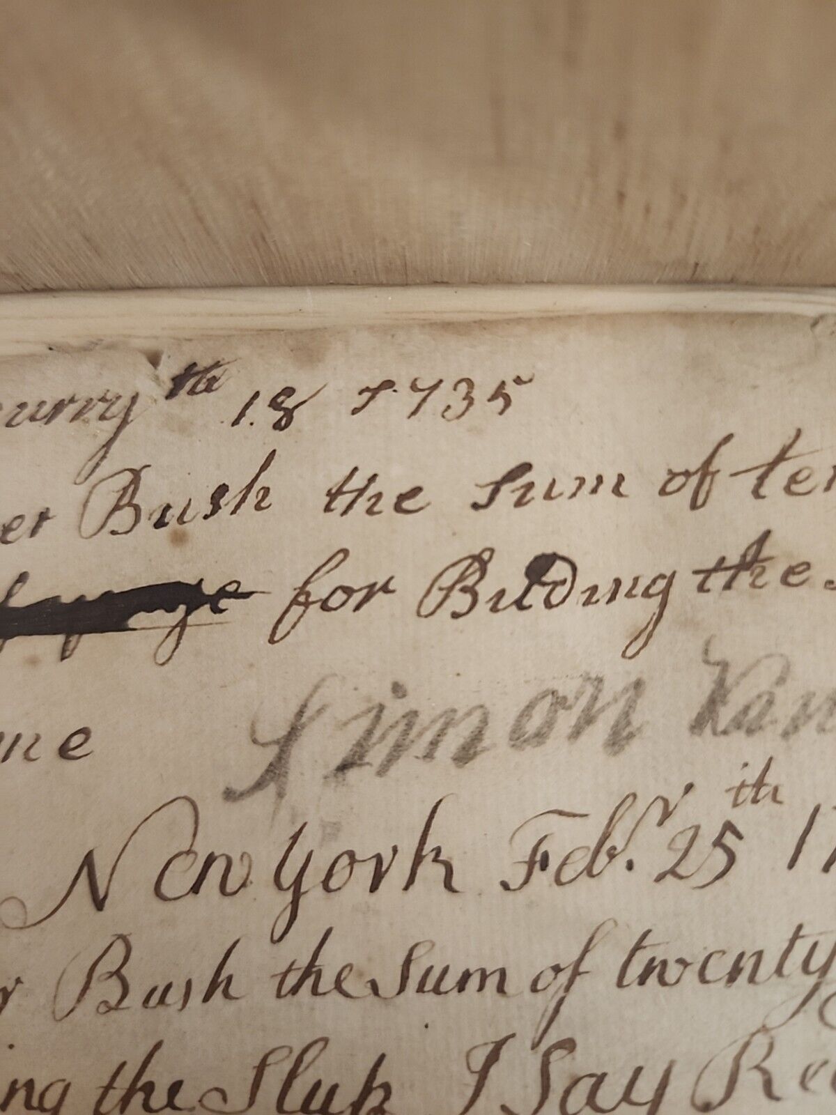 Antique Document From The 1700's New York 1735 Ink On Paper Ephemera Both Sides