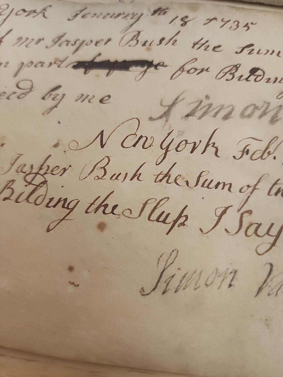 Antique Document From The 1700's New York 1735 Ink On Paper Ephemera Both Sides